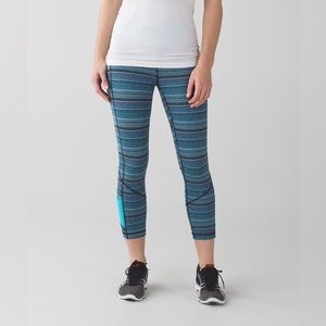 Lululemon Pace Rival Crop Women sz 6 in Space Dye Twist Naval Blue Peacock Blue